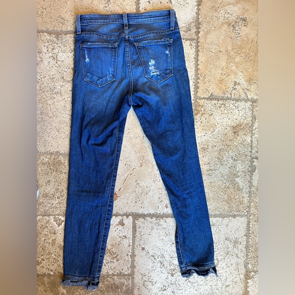 Flying Monkey Womens Blue Distressed Raw Hem Denim Skinny Jeans Capri Pants 26 - Picture 2 of 8